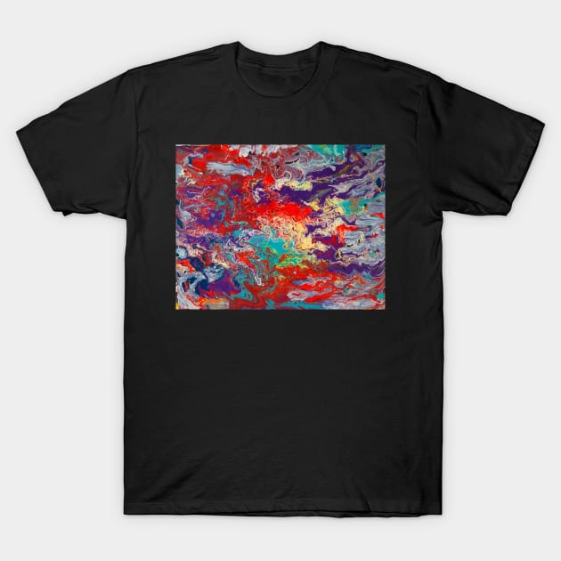 Go With the Flow - Paint Pour Art - Unique and Vibrant Modern Home Decor for enhancing the living room, bedroom, dorm room, office or interior. Digitally manipulated acrylic painting. T-Shirt by cherdoodles